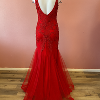 Red Carpet Beaded Stone Lace Dress