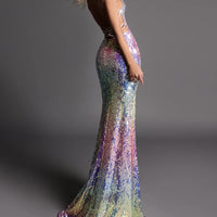 Multicolored sequin gown